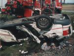 Von der Lok vllig zerstrt, die Beifahrerseite des Audi - TH Verkehrsunfall - Einsatzbericht 73 - 2003 - 26.08.2003 13:45, Klein Schwa, Lambrechtshger Weg, 135 min