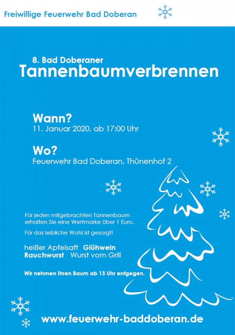 Flyer Tannenbaumverbrennen am 11. Januar 2020 - Einladung Tannenbaumverbrennen