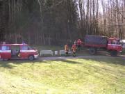 Whrend eine Gruppe Holz aus dem Wald am Moorbad zum Mnster brachte ...  - Gelungenes Osterfeuer